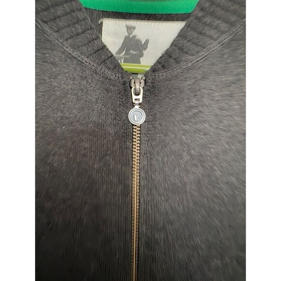 LinkSoul Golf Full Zip Sweater Mens L Dark Gray and Black Raglan Style Cotton - Picture 4 of 7